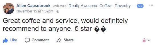 Really Awesome Coffee Facebook review