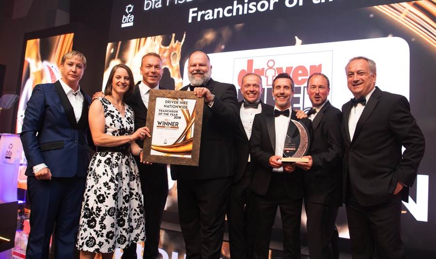 Driver Hire recruitment franchise team collects their award